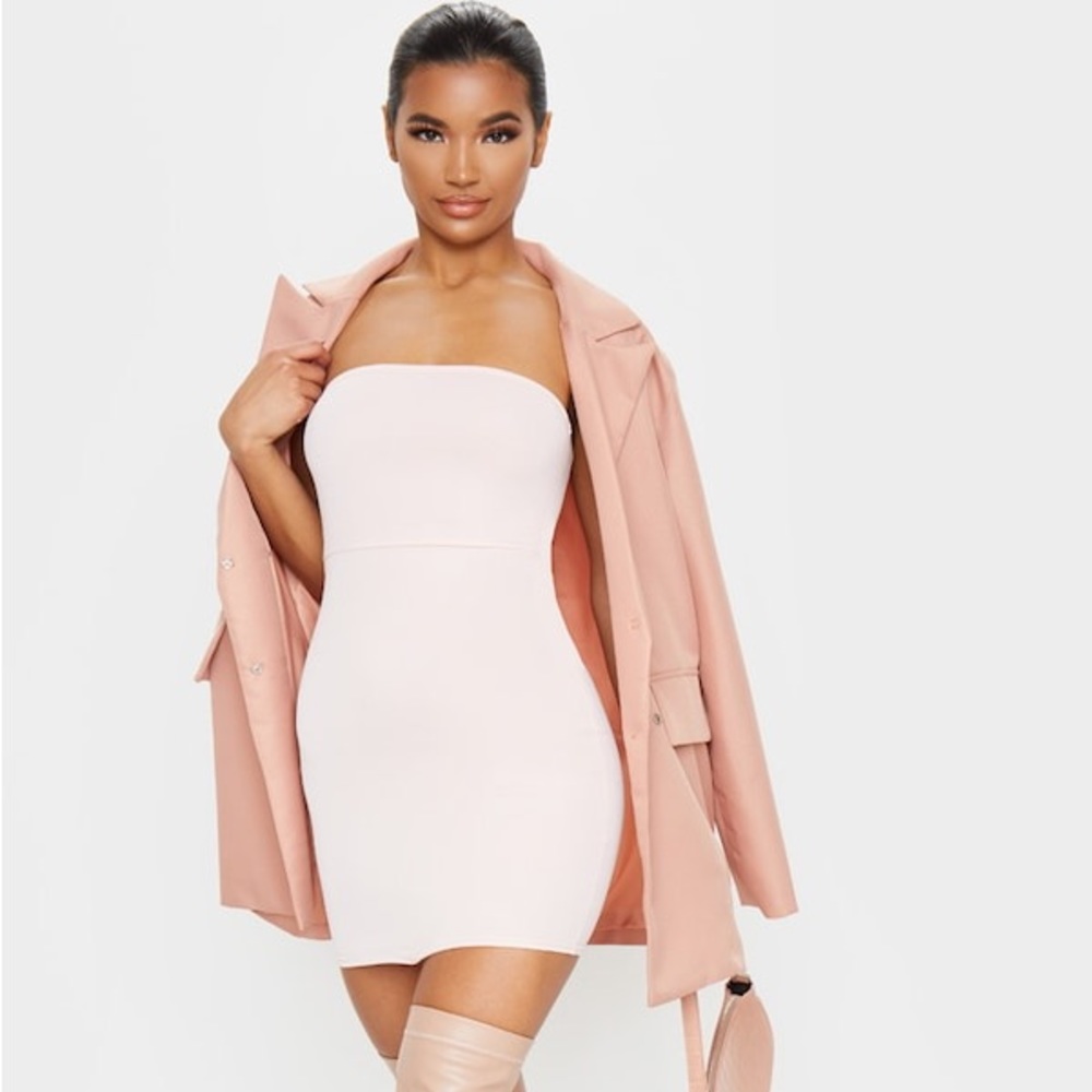Pretty little thing Rose Bandeau Pointy Hem Bodycon Dress